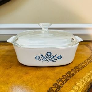 Corningware Blue Flowers Cornflower 2QT Casserole Baking Dish with Lid a-2-B
